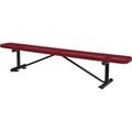 Global Equipment 8 ft. Outdoor Steel Flat Bench - Expanded Metal - Red 277157RD